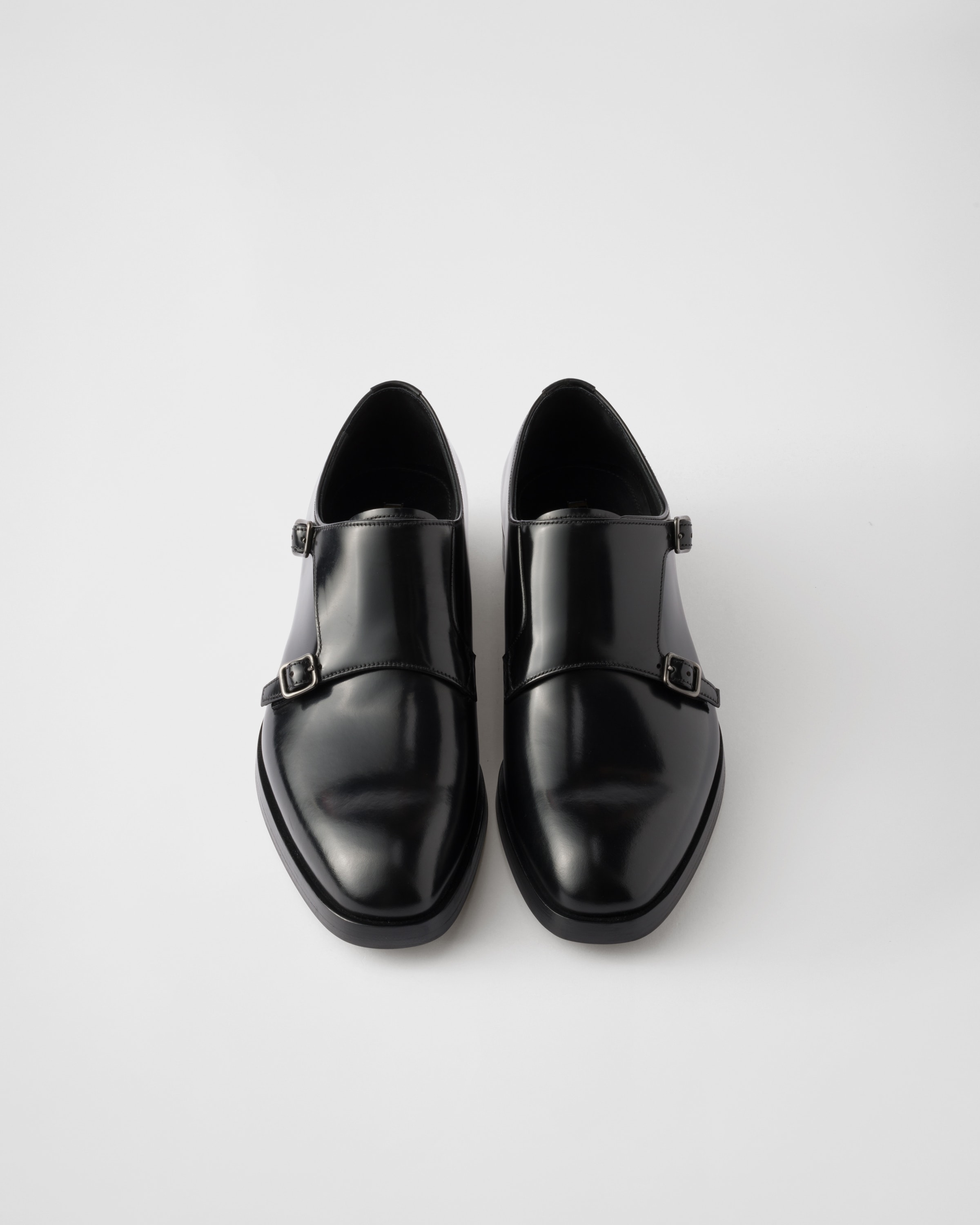 Туфли из полированной кожи с двойной пряжкой (монки) Prada, черный — фото 3