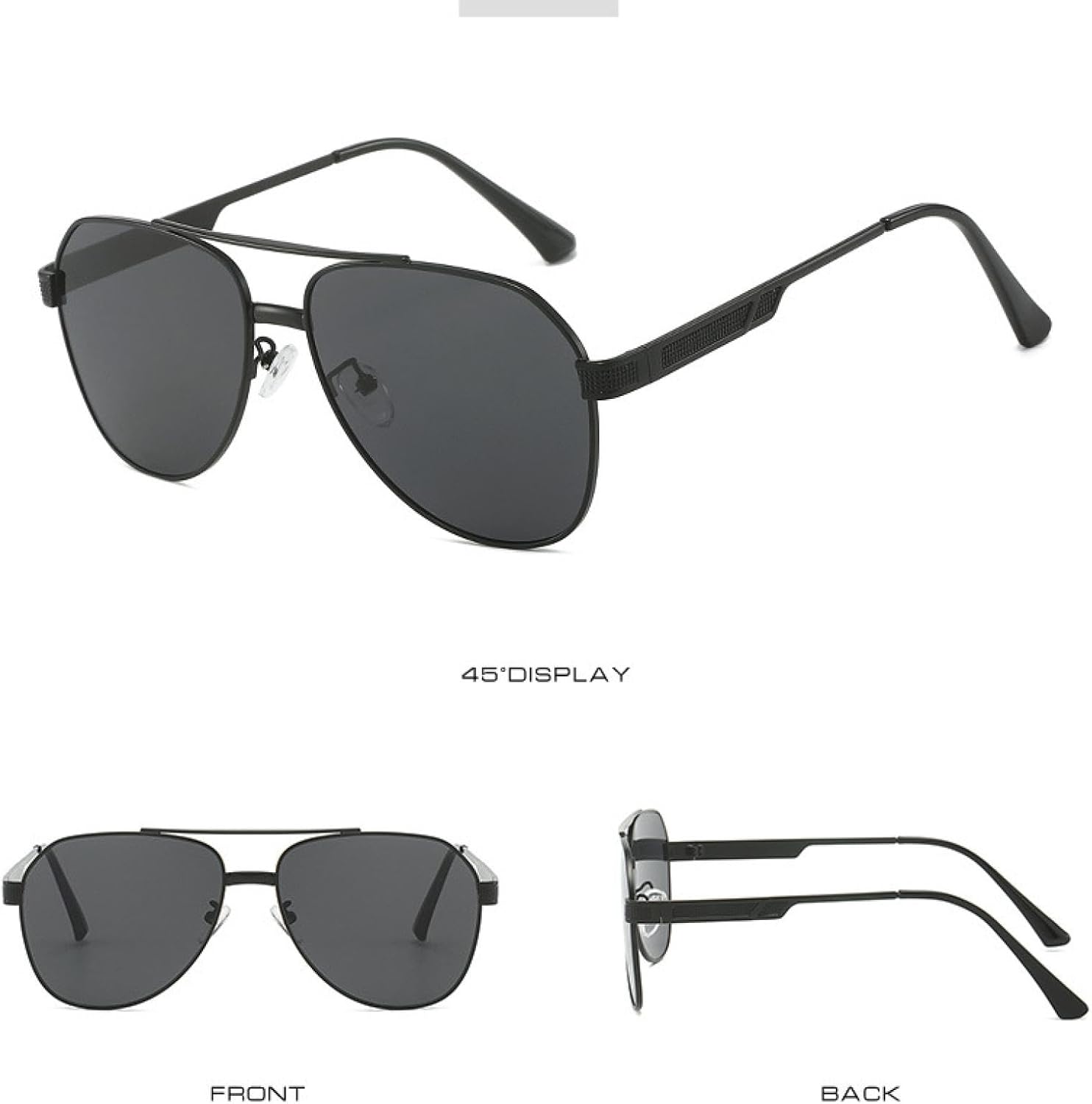 

Солнцезащитные очки с большой оправой и двойной перемычкой для женщин и мужчин, класса люкс, для активного отдыха, спорта, рыбалки, с защитой от УФ-излучения UV400 TKKTLLT, Black Gray