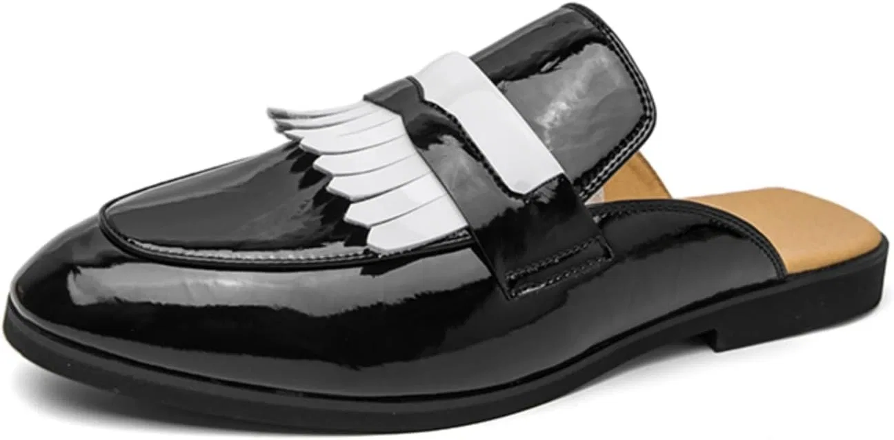 Мужские мюли из лаковой кожи, Loafers, черный QPVKXDU