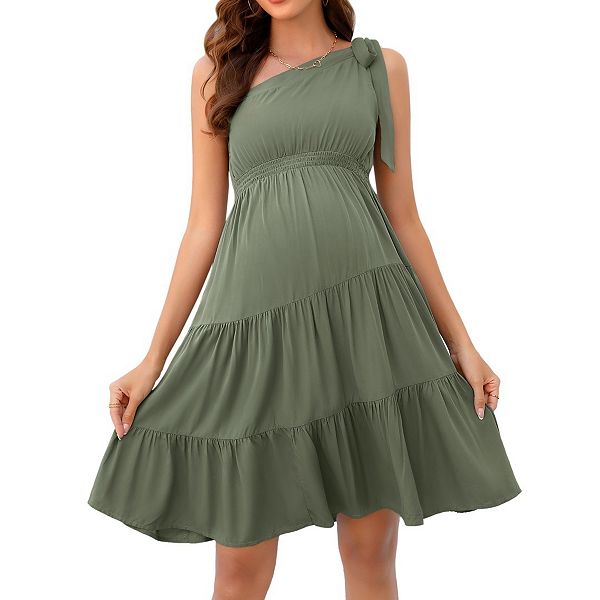 

Женское платье для беременных без рукавов с регулируемой лямкой на одно плечо Yesfashion, Green