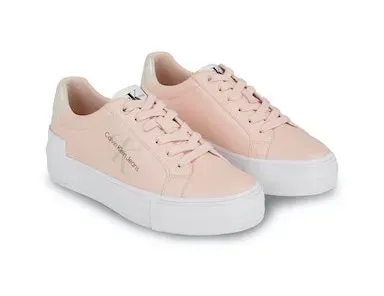 

Кроссовки на платформе Calvin Klein Jeans "BOLD VULC FLATF LOW LACE LTH ML", с надписью логотипа, повседневная обувь, полуботинки, туфли на шнуровке, цвет Rose-Natur