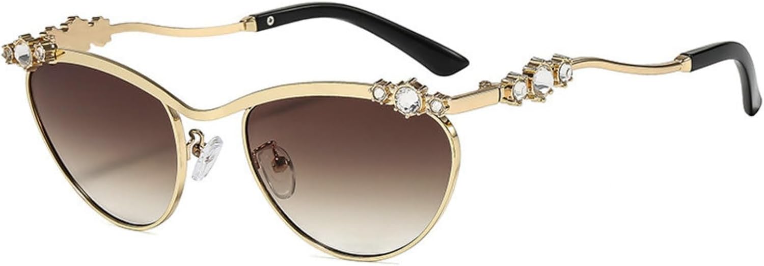 

Солнцезащитные очки Willochra Chic Bling с блестками для женщин, овальные, с бриллиантами, в форме «кошачий глаз», с защитой от УФ-излучения UV400, модные металлические очки, C5