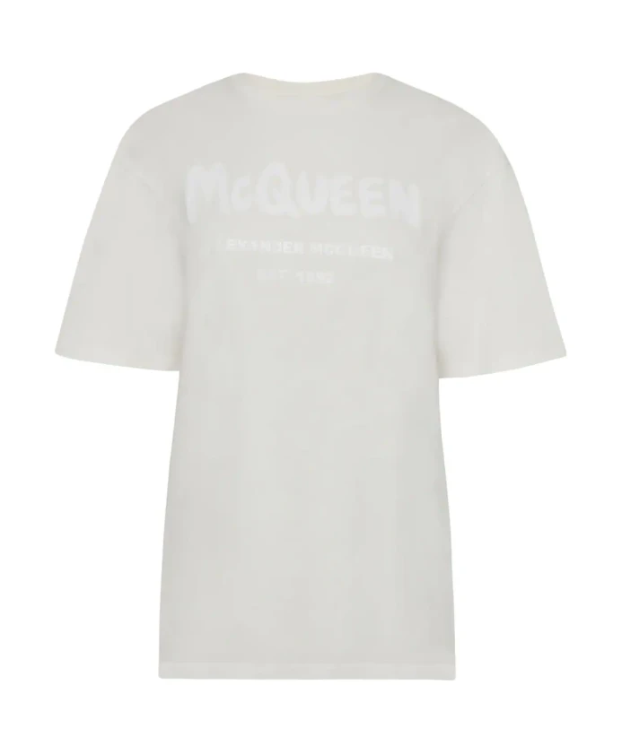 

Футболка с круглым вырезом и логотипом Graffiti Alexander Mcqueen, белый