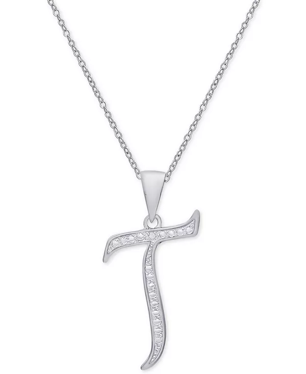 

Ожерелье с кулоном-инициалом в форме бриллианта, 18 дюймов, из серебра, золота и розового золота Macy'S, t/silver