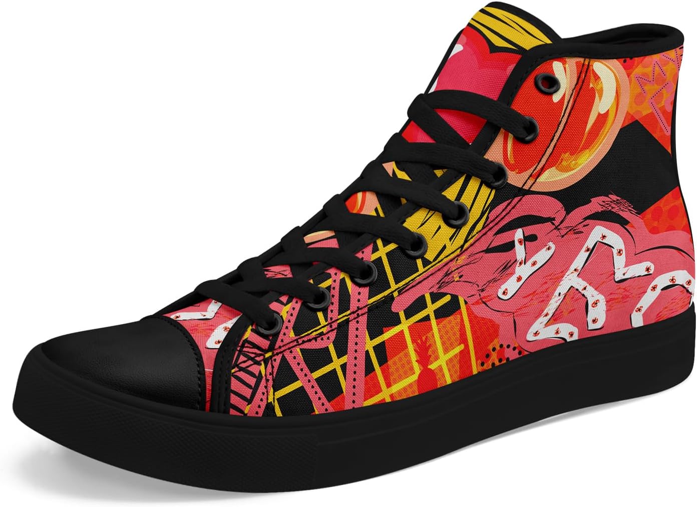 

Унисекс высокие кеды с принтом граффити, стильная уличная обувь, разноцветные текстильные кроссовки для женщин, удобная повседневная обувь для прогулок Coolcustomize