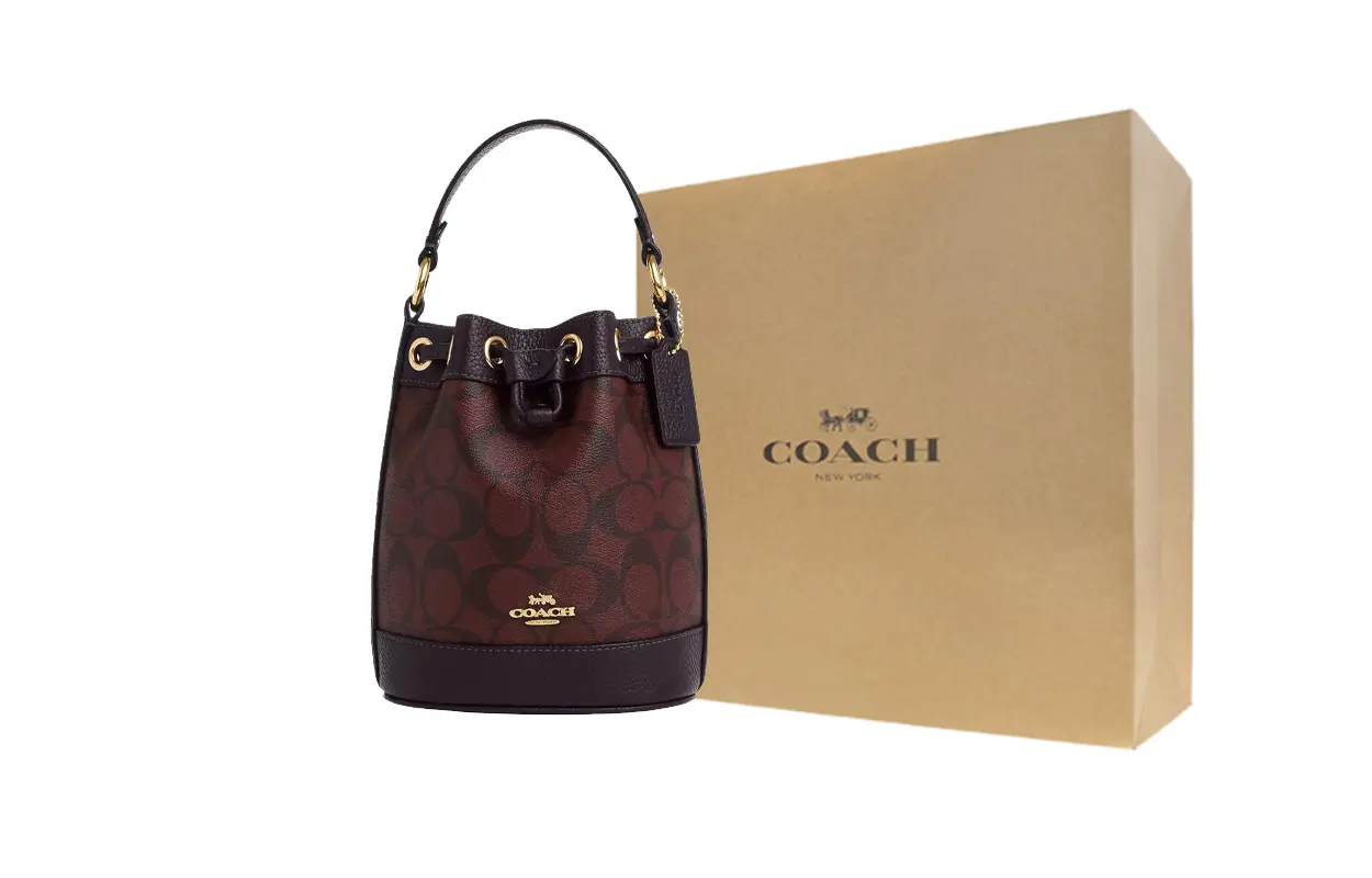 

COACH Кожаная кросс-боди сумка Dempsey Pebble Mini Women's Gold & Dark Red