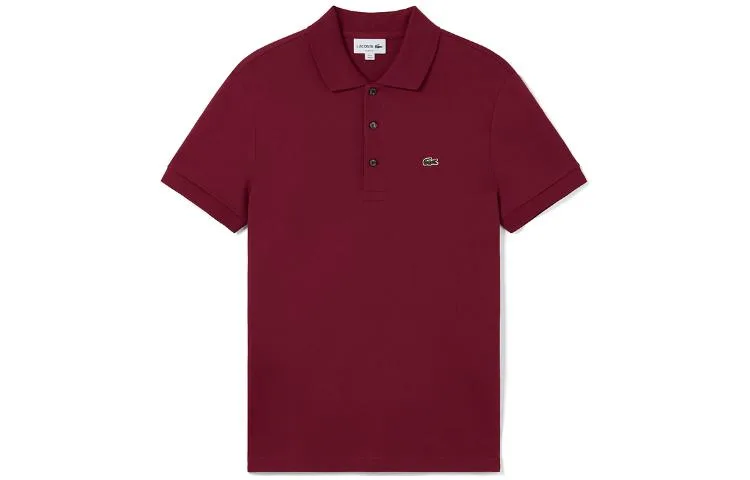 LACOSTE Футболка-поло мужская бордового цвета с воротником — фото 3
