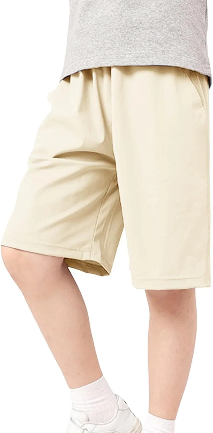 Шорты спортивные детские на завязках, хлопок, Beige