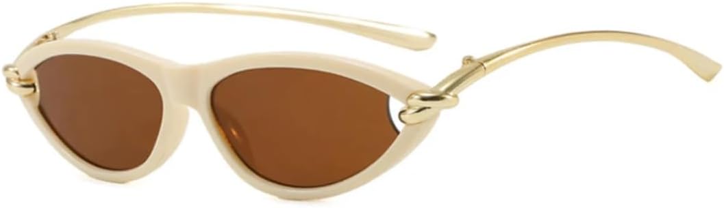 

Роскошные солнцезащитные очки в маленькой оправе «кошачий глаз» для женщин, модные солнцезащитные очки для мужчин, для активного отдыха, вождения, путешествий, с защитой от УФ-излучения UV400 TKKTLLT, Beige Brown