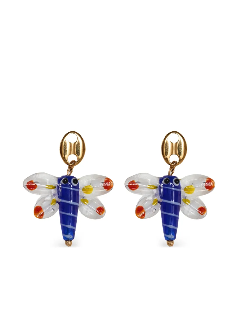 

Серьги из стекла «Стрекоза» Labelled Jewellery, золотой