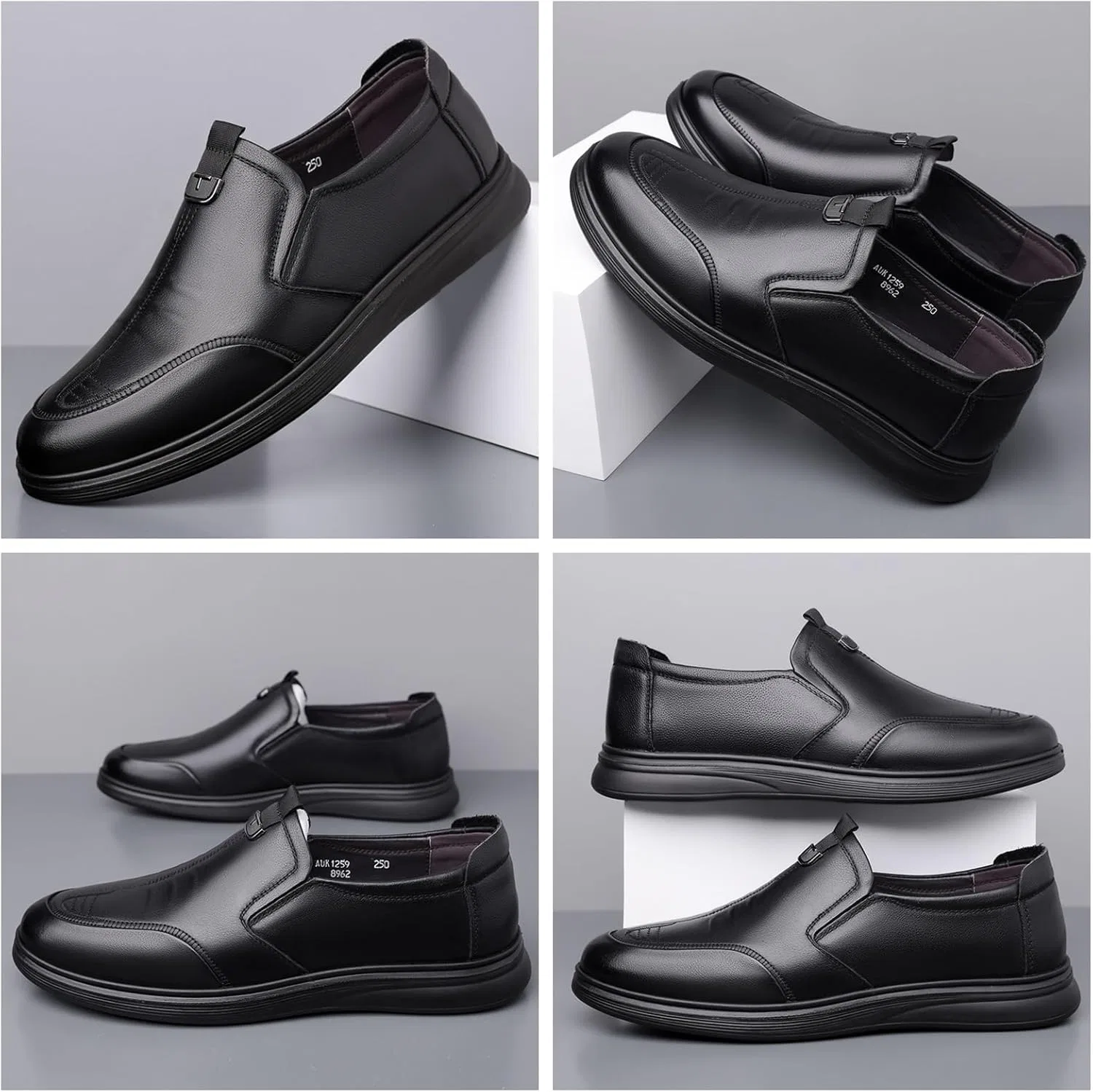 Лоферы кожаные Slip On Dress Loafers Black Zhenghaishangmao — фото 2