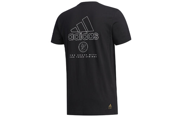 Футболка alphabet logo printing short sleeve black Adidas, черный — фото 2