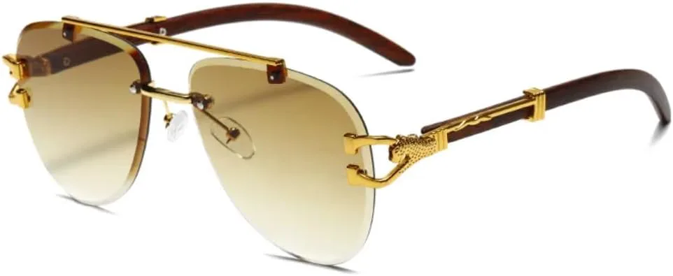 

Роскошные модные женские солнцезащитные очки с двойным оправой и градиентным переходом цвета «Золотой леопард», мужские трендовые очки UV400 UATXTAU, Tea