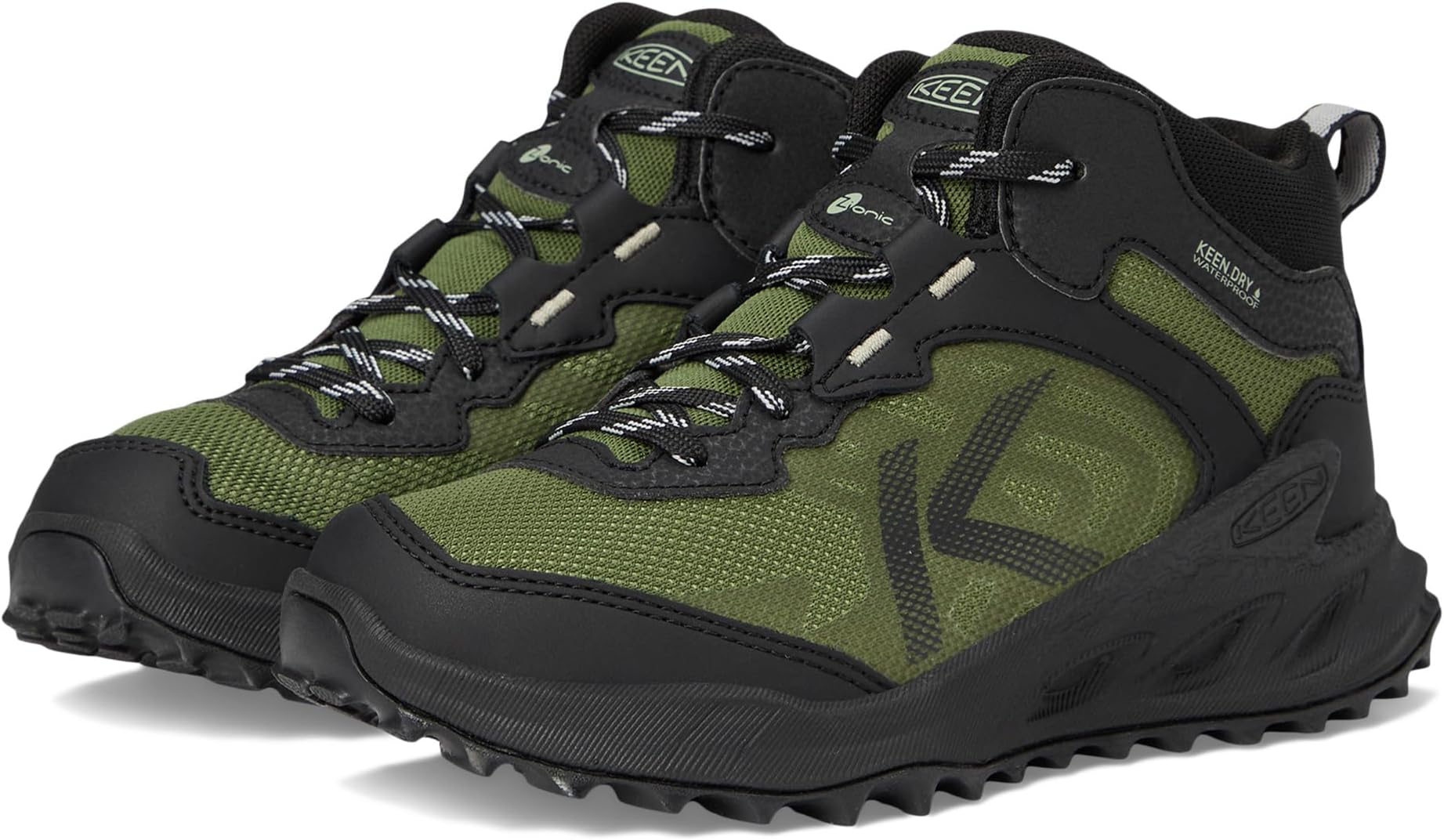

Походная обувь KEEN Kids Zionic Mid Height Waterproof All Terrain Easy On Hiking Boots, Black/Bronze Green