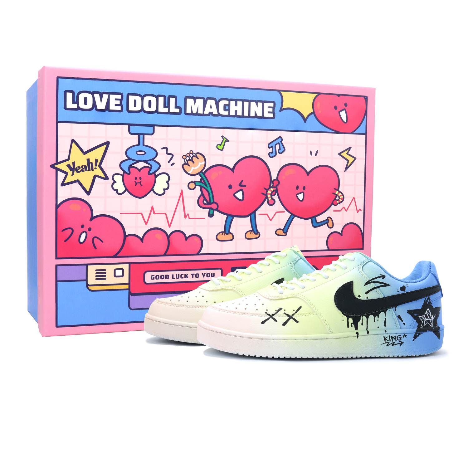 

Nike Кроссовки Court Vision 1 King Star износостойкие и легкие низкие мужские синие розовые - Heartbeat Combat-Box, цвет Heartbeat Combat-Box