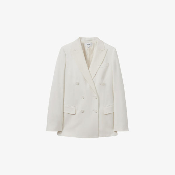 

Двубортный пиджак Leanna из смесовой шерсти Reiss, белый