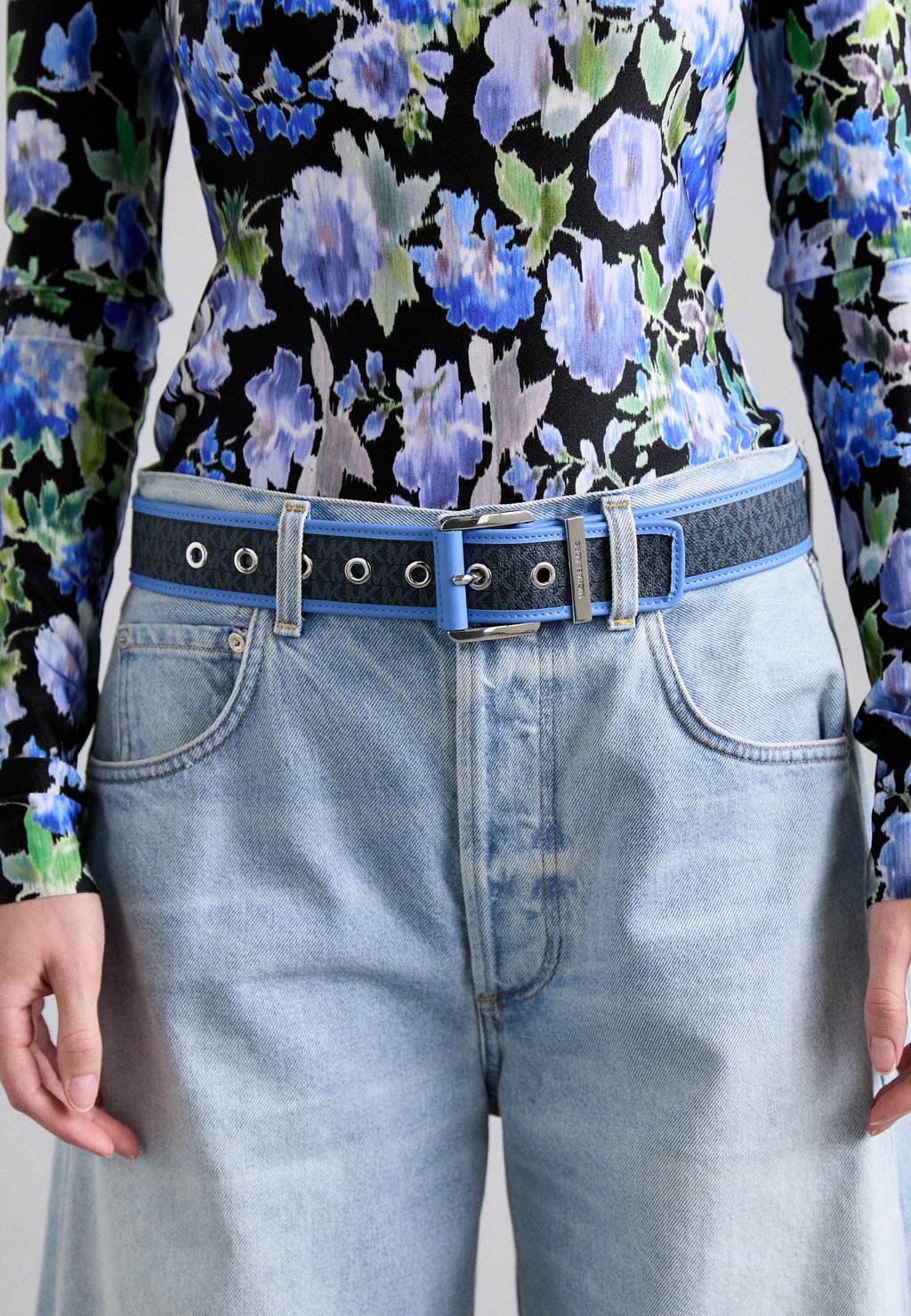 

Пояс LOGO BELT WITH GROMMETS MICHAEL Michael Kors, синий