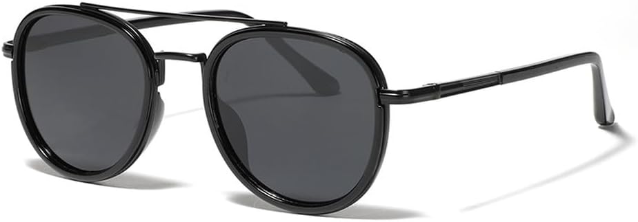 

круглые солнцезащитные очки с двойной перемычкой для мужчин, металлические, унисекс, поляризованные солнцезащитные очки для женщин, очки для вождения, зеленые, серые, коричневые WNCKSQ, Black