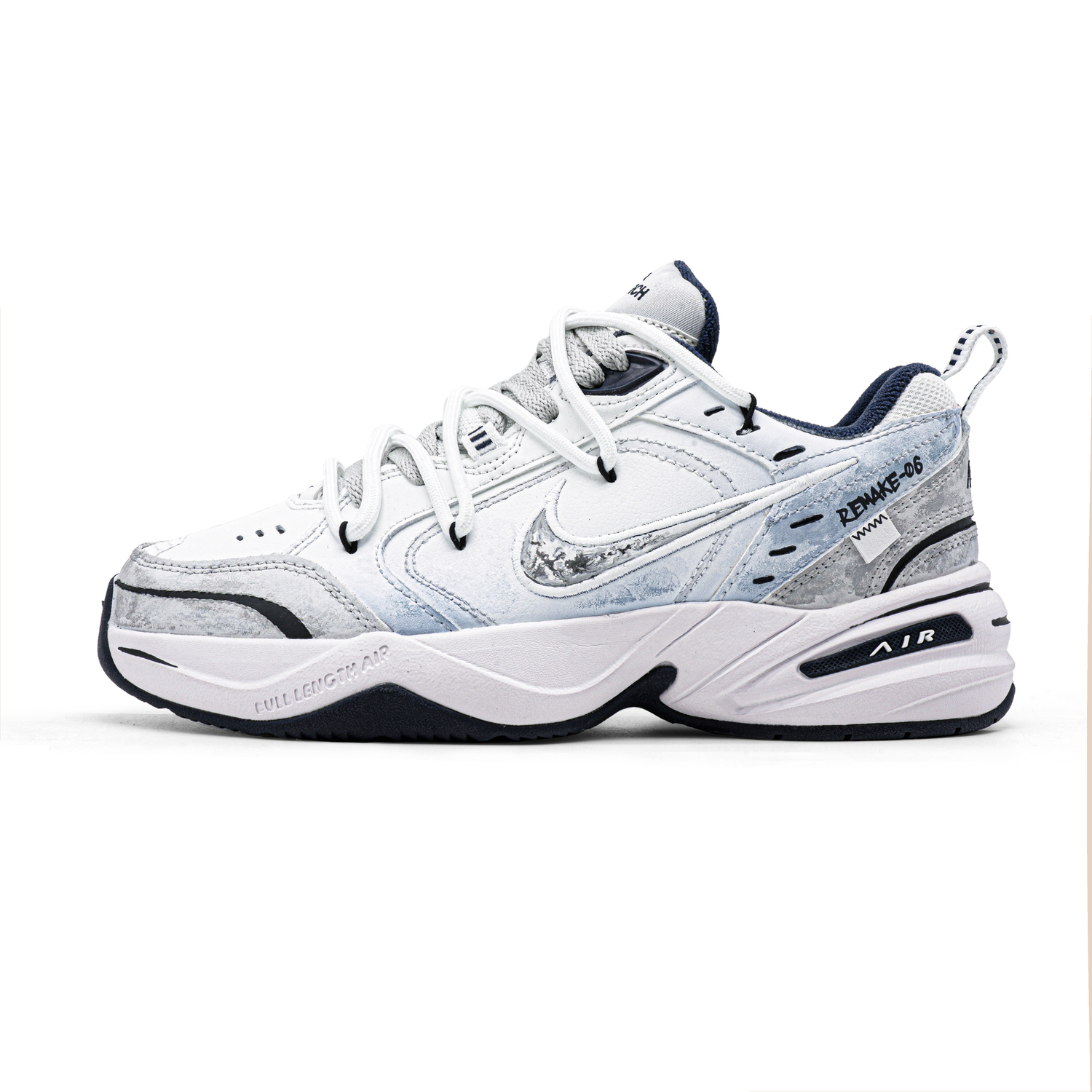 

Nike Air Monarch 4 Cushioning Abrasion Resistant Support Low top Chunky Sneakers Unisex Gray White