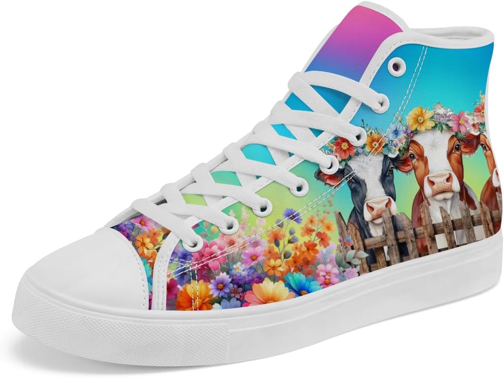 

Кеды Chebing Cow высокие на шнуровке из холщовой ткани, повседневная обувь для мужчин и женщин, 611 Rainbow