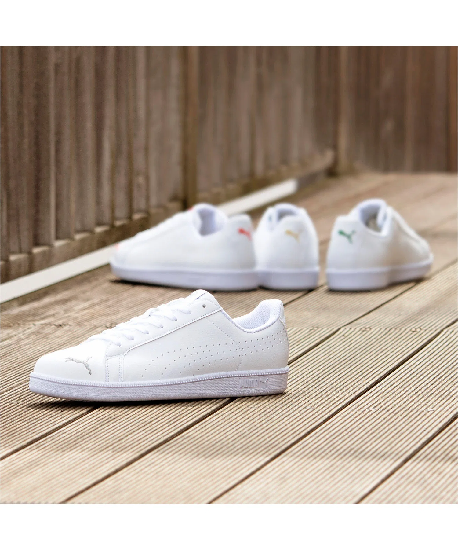 Унисекс кроссовки PUMA Smash Cat Perf FS SL кожаные белые с зелёным — фото 2