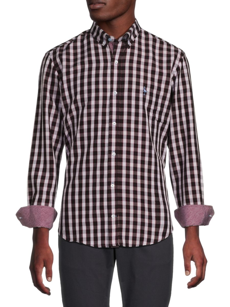 

Рубашка в меланжевую клетку TailorByrd, бордовый