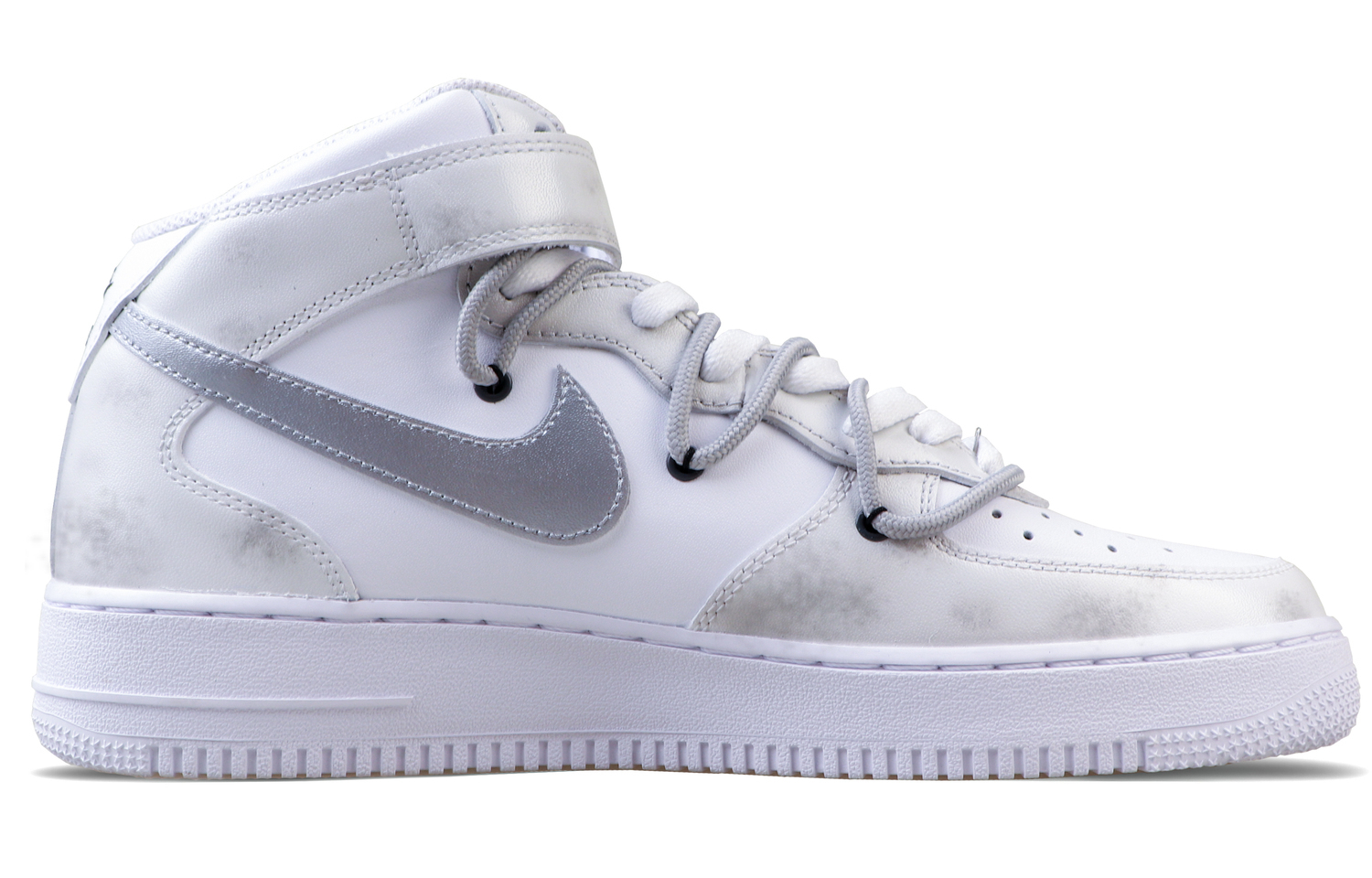 Nike Air Force 1 07 Mid Top мужские скейтбордские кроссовки черно-бело-серые — фото 4