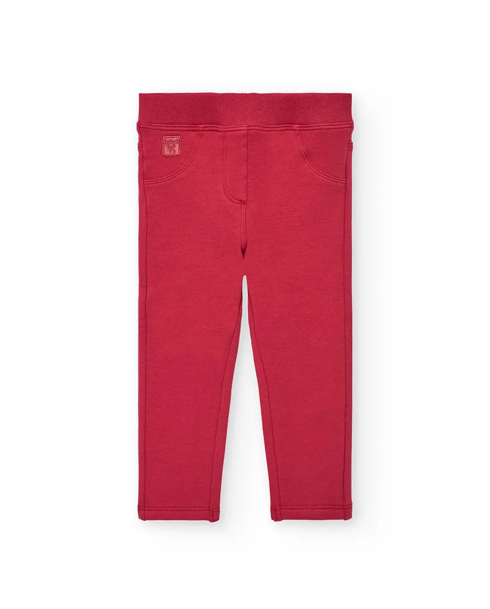 

Детские джинсы-леггинсы из флиса с резинкой на поясе Boboli, красный