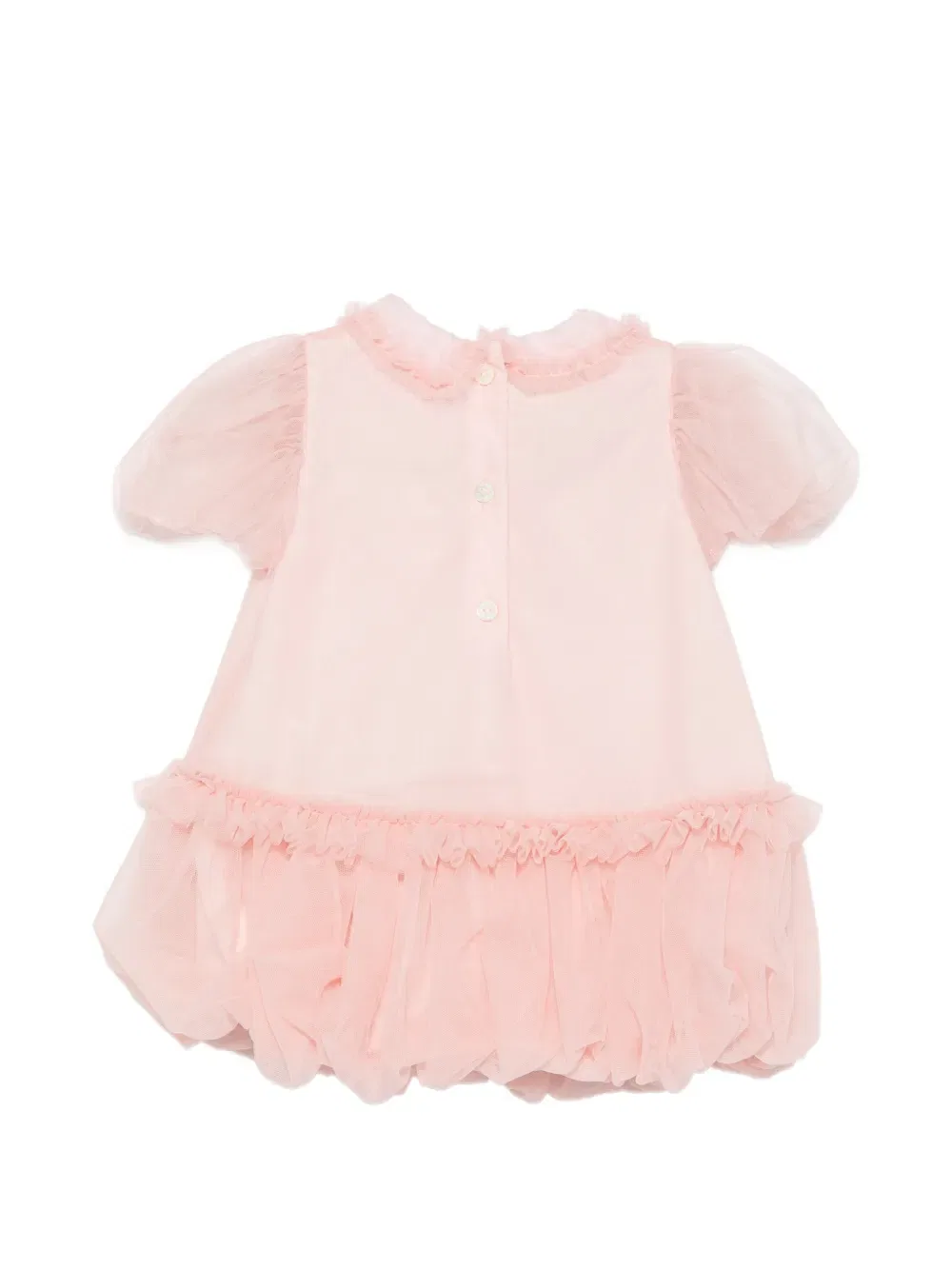 Платье с оборками и тюлевой накладкой Fendi Kids, розовый — фото 2