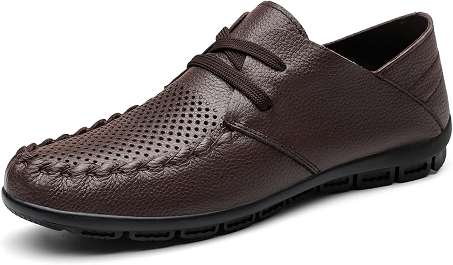 

Мужские ручной работы лоферы из натуральной кожи на шнурках, легкие, с круглым носком, без застежки, гибкие, нескользящие, классические и повседневные оксфорды для офиса, свадеб, вечеринок и ежедневной носки Tixewsjh, коричневый