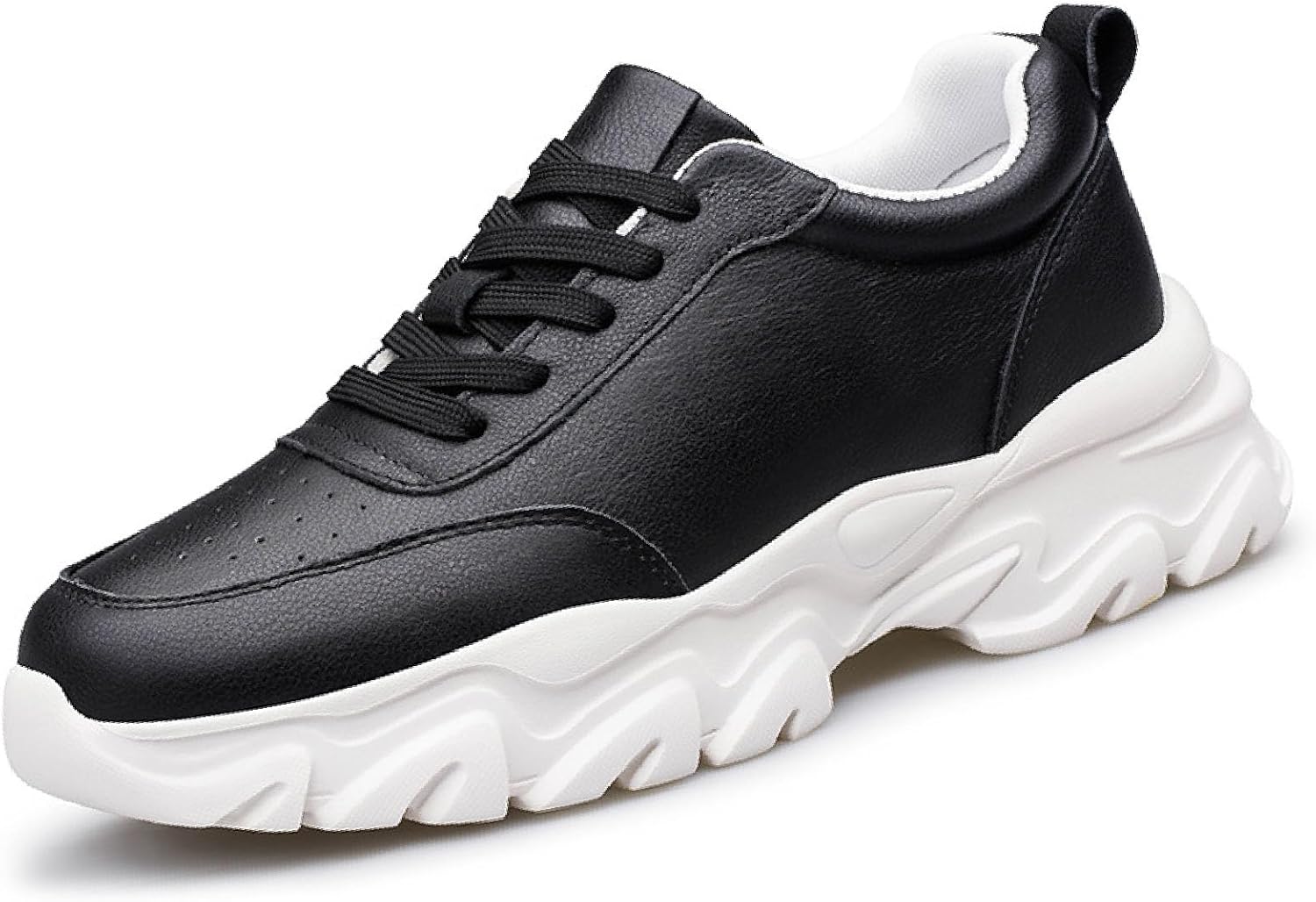 

Унисекс кроссовки на платформе, слипоны, шнуровка, удобные, с скрытым увеличением, с мемори-пеной, кожаные, стильные, на танкетке, для ходьбы Bhdjk, черный