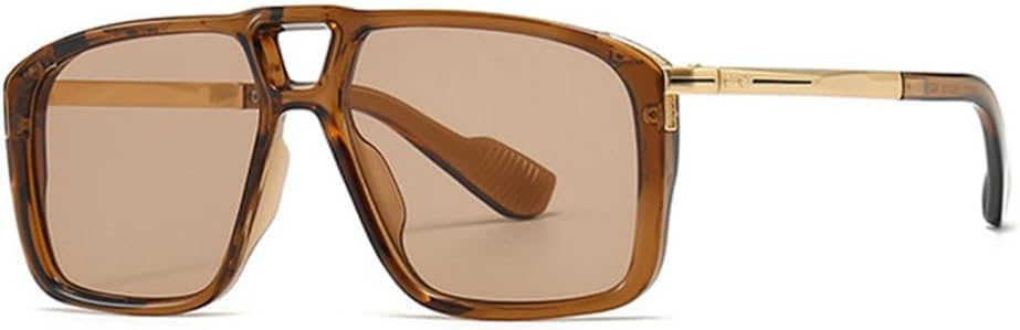 

Ретро-солнцезащитные очки с двойной перемычкой для мужчин, защита от УФ-излучения UV400, заклепки, солнцезащитные очки с градиентным переходом для женщин MTZJH, Tea Tea