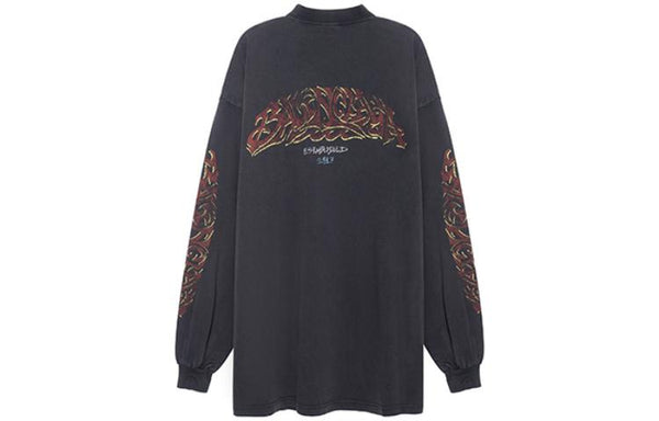 Футболка offshore long sleeve t-shirt oversized 'black faded' Balenciaga, черный — фото 2