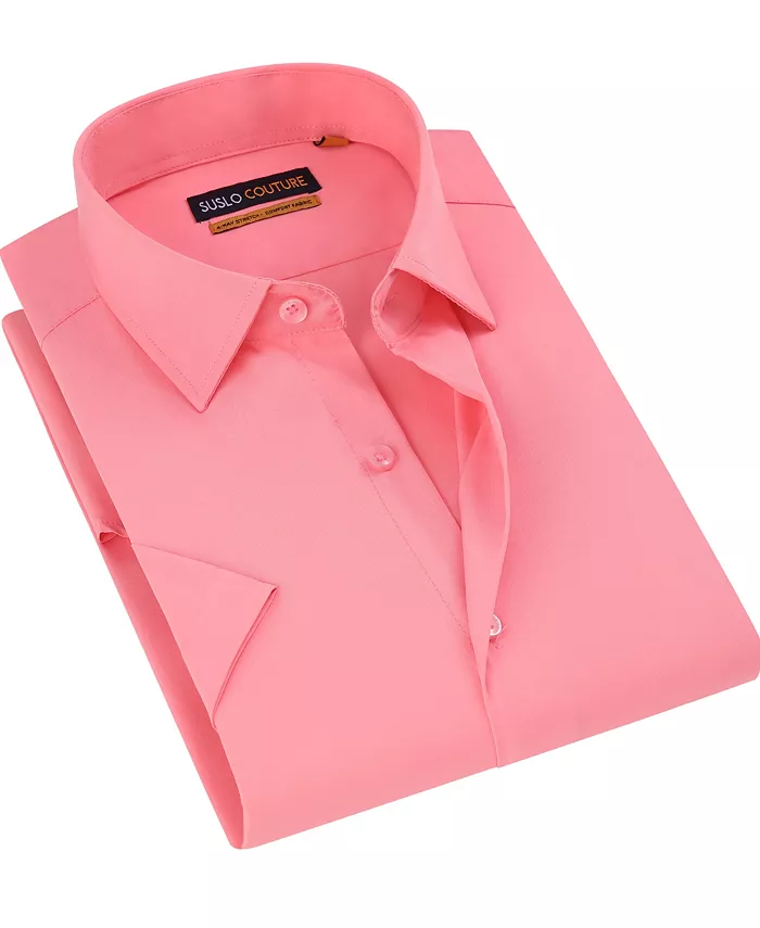 

Мужская классическая рубашка с коротким рукавом Slim Fit Performance, однотонная Suslo Couture, оранжевый