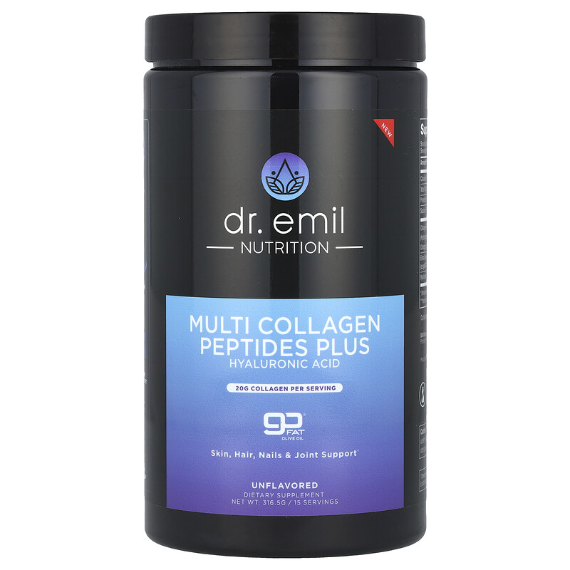 

Dr. Emil Nutrition, Мультиколлагеновые пептиды и гиалуроновая кислота, без добавок, 316,5 г