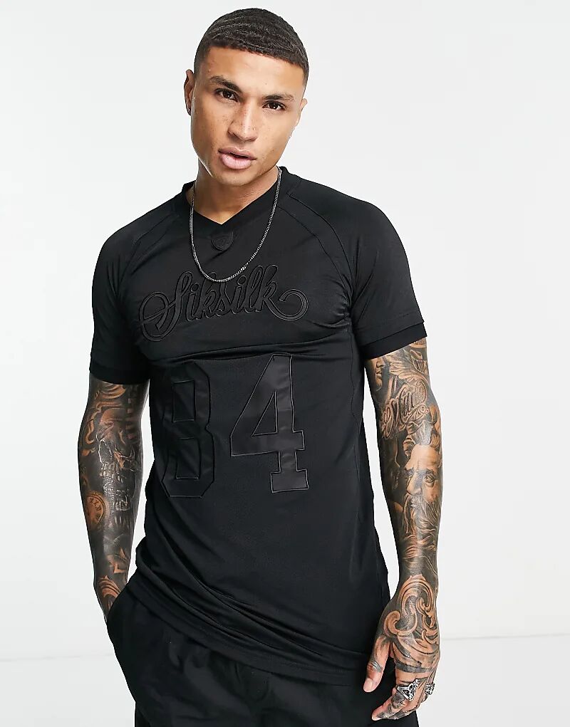 

Футболка с цветочным принтом и логотипом черного цвета SikSilk