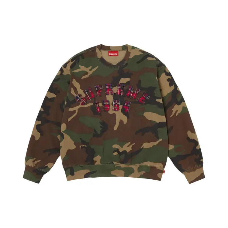 Свитшот Supreme Plaid Arc Crewneck 'Woodland Camo', коричневый