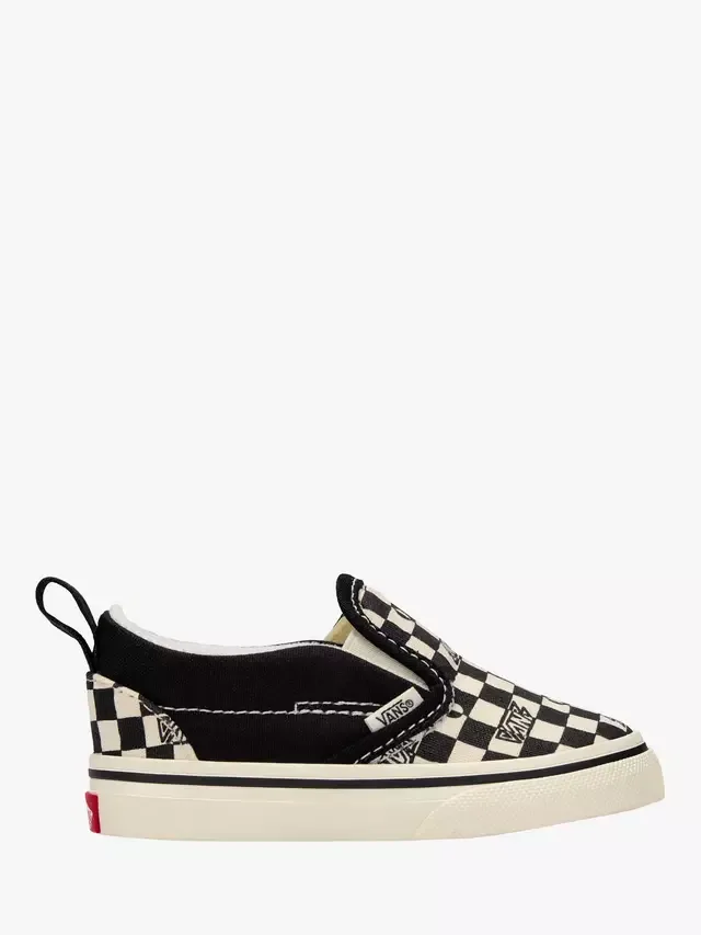 Детские классические кроссовки без шнурков, черно-белые Vans