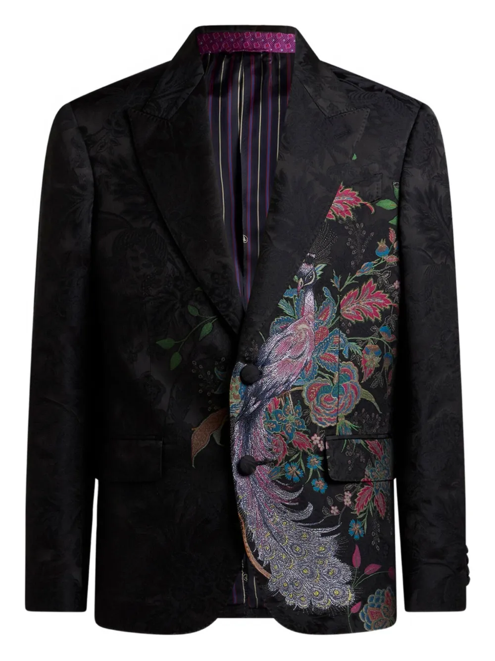 

Однобортный пиджак с жаккардовым узором Peacock ETRO, черный