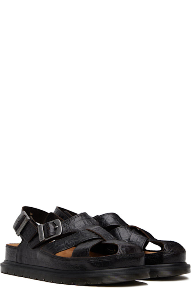 Коричневые сандалии Fisherman из крокодиловой кожи Analine Dr. Martens — фото 4