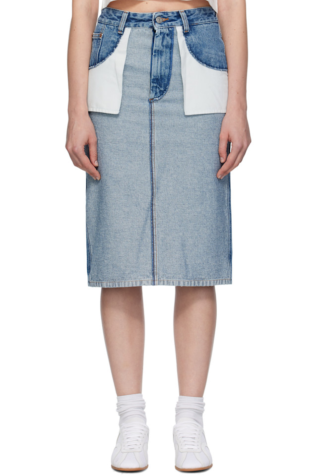 

Выцветшая джинсовая юбка миди Mm6 Maison Margiela, синий