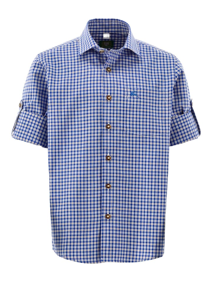 

Детская традиционная рубашка Сламо василькового цвета OS-Trachten