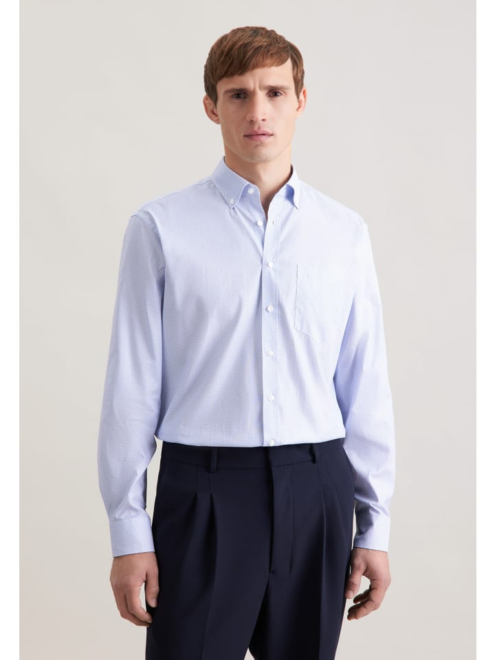 

Seidensticker Деловая рубашка Comfort, средне-синего цвета