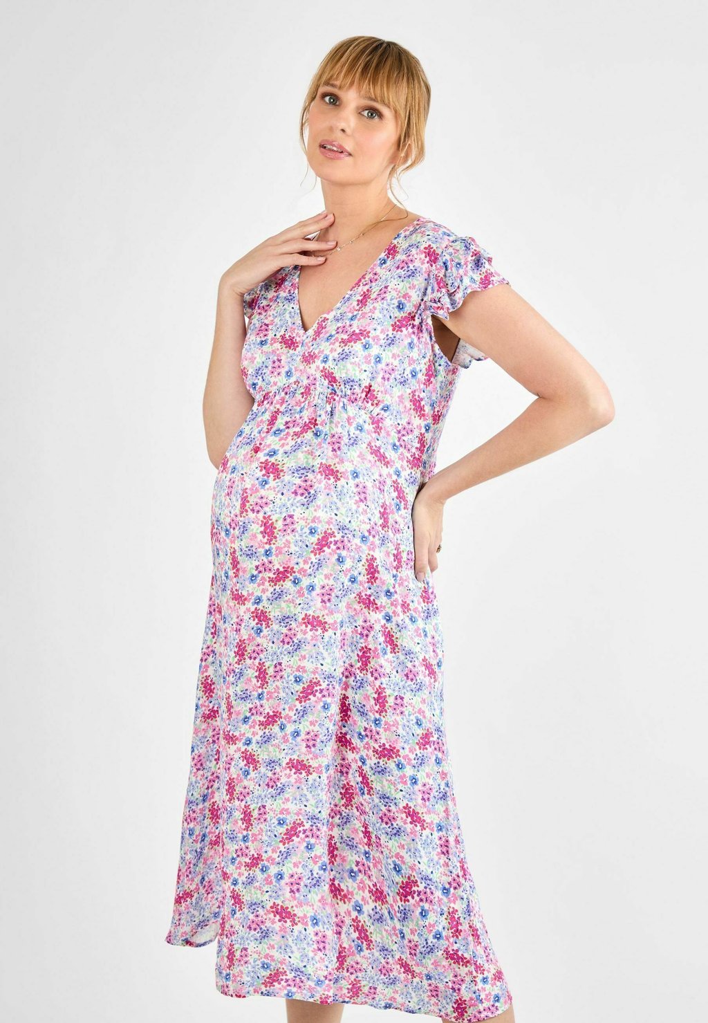 

Повседневное платье MATERNITY FIT - FLORAL FRILL SLEEVE JoJo Maman Bébé, бежевый