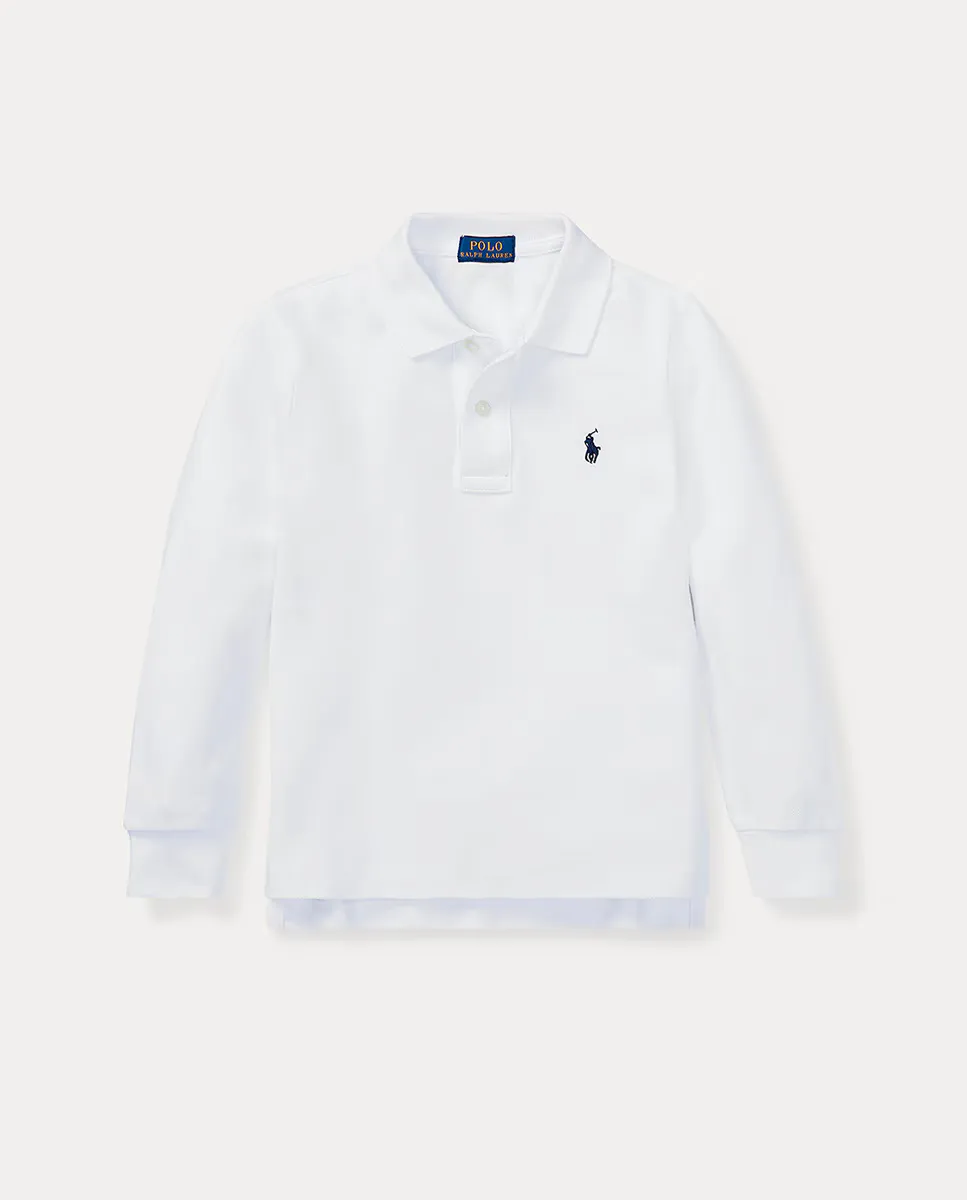 

Белая хлопковая рубашка-поло для мальчика Polo Ralph Lauren, белый