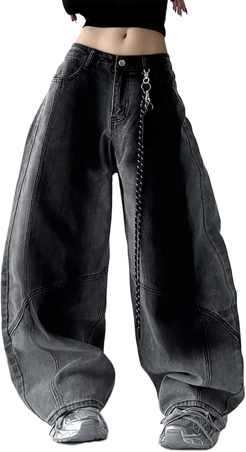 

Багги джинсы для женщин Y2K low rise wide leg с градиентом LUUTWAL