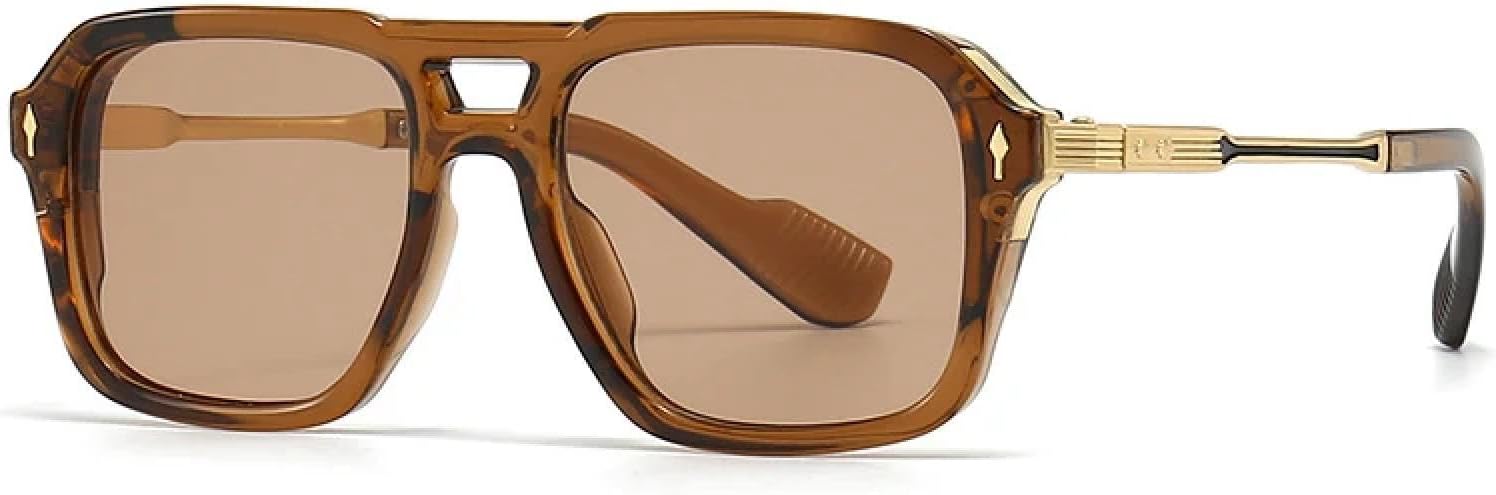 

Ретро солнцезащитные очки с двойной перемычкой для женщин и градиентным переходом, модные солнцезащитные очки для мужчин с защитой от УФ-излучения UV400 HHZZYVY, Tea Tea