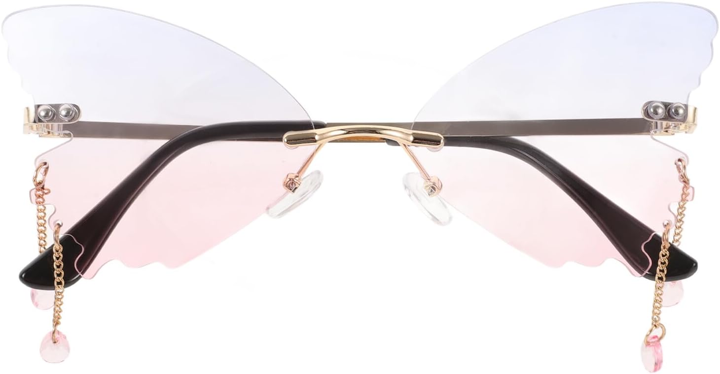 

Солнцезащитные очки Baluue в форме бабочки для женщин с сине-розовыми линзами, золотистой оправой, модные очки, аксессуары для вечеринок, защита от УФ-излучения, стильный дизайн без оправы, Multi -Material:Copper