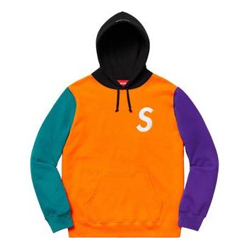 Толстовка ss19 s colorblocked hooded sweatshirt orange s Supreme, оранжевый