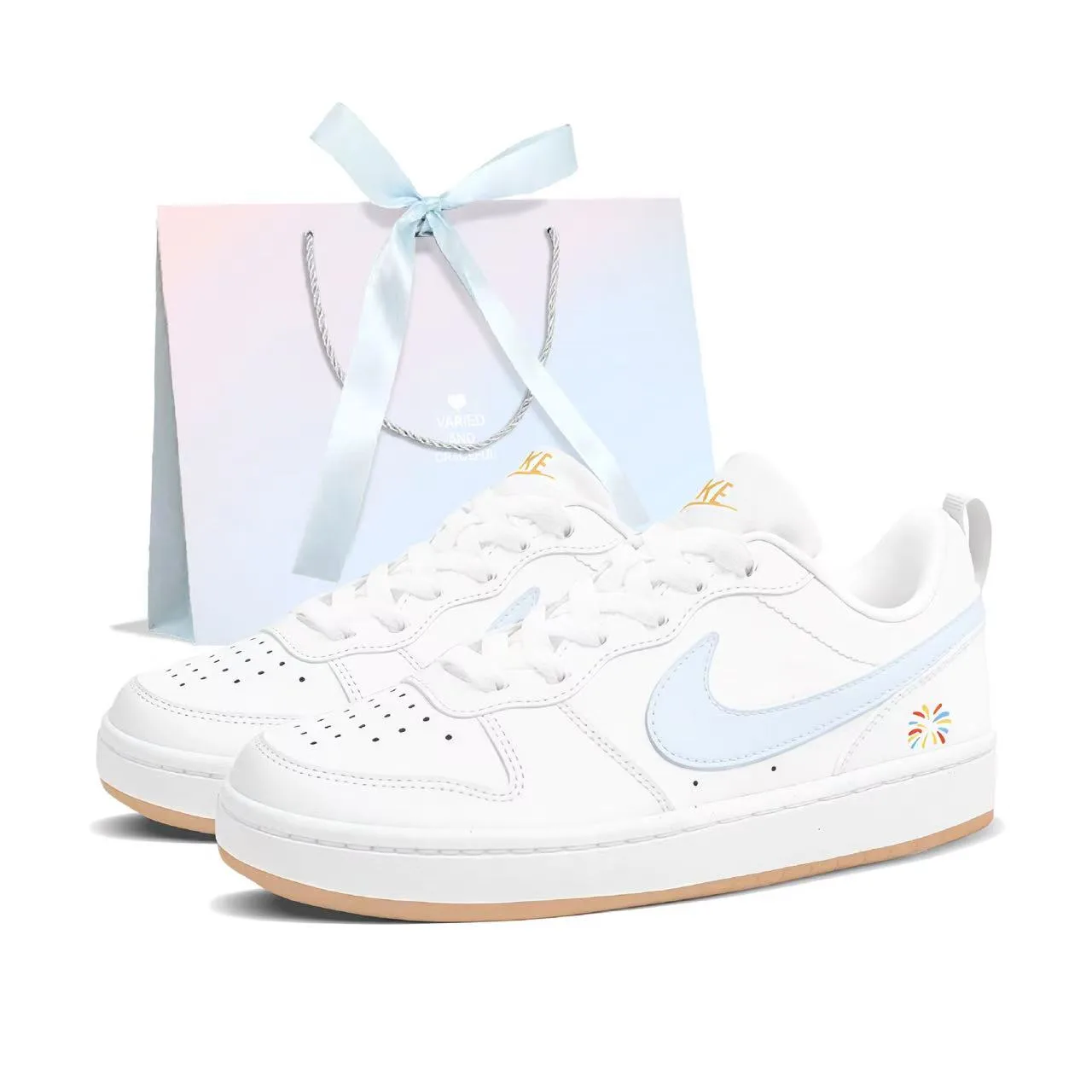 Nike Кроссовки для скейтбординга court borough firework milk frother slip resistant abrasion resistant low top детские бело-синие